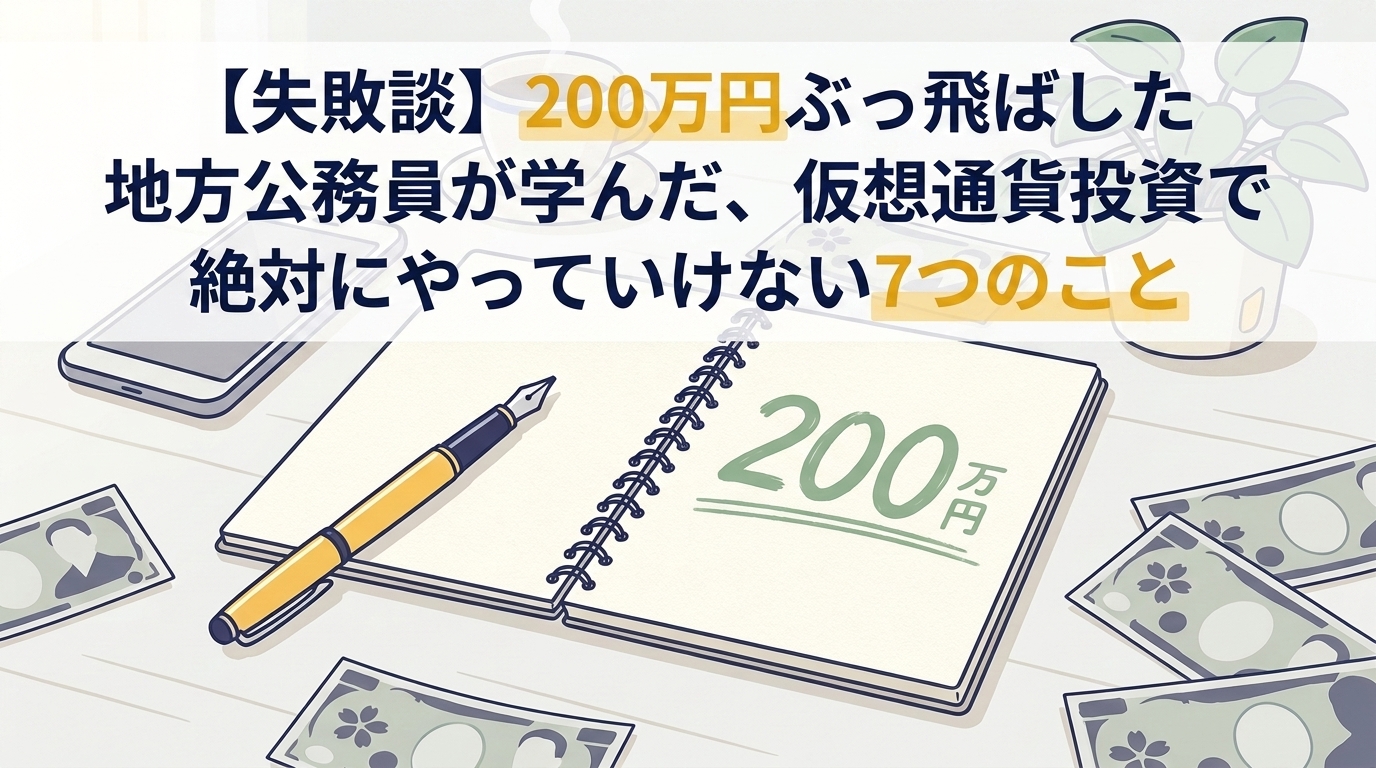 【失敗談】200万円ぶっ飛ばした地方公務員が学んだ、仮想通貨投資で絶対にやっていけない7つのこと