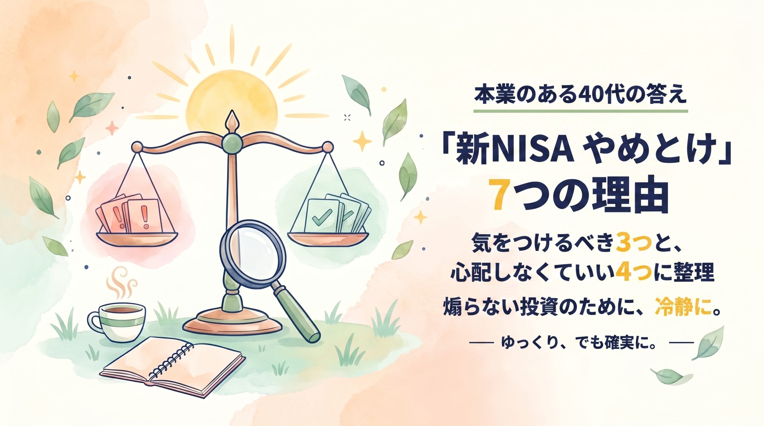「新NISA やめとけ」と言われる7つの理由｜気をつけるべき3つと、心配しなくていい4つに整理しました