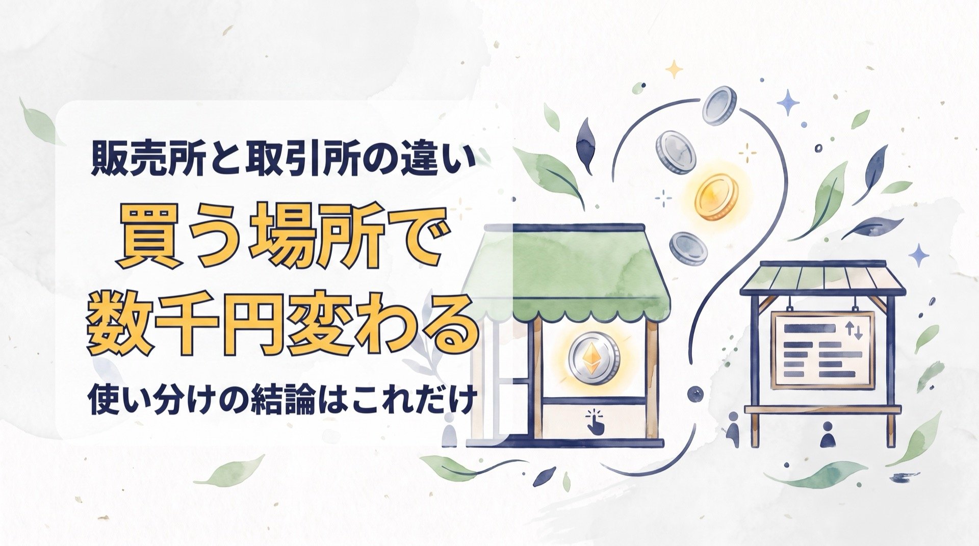 仮想通貨の販売所と取引所の違い｜同じコインでも「買う場所」で数千円変わる話