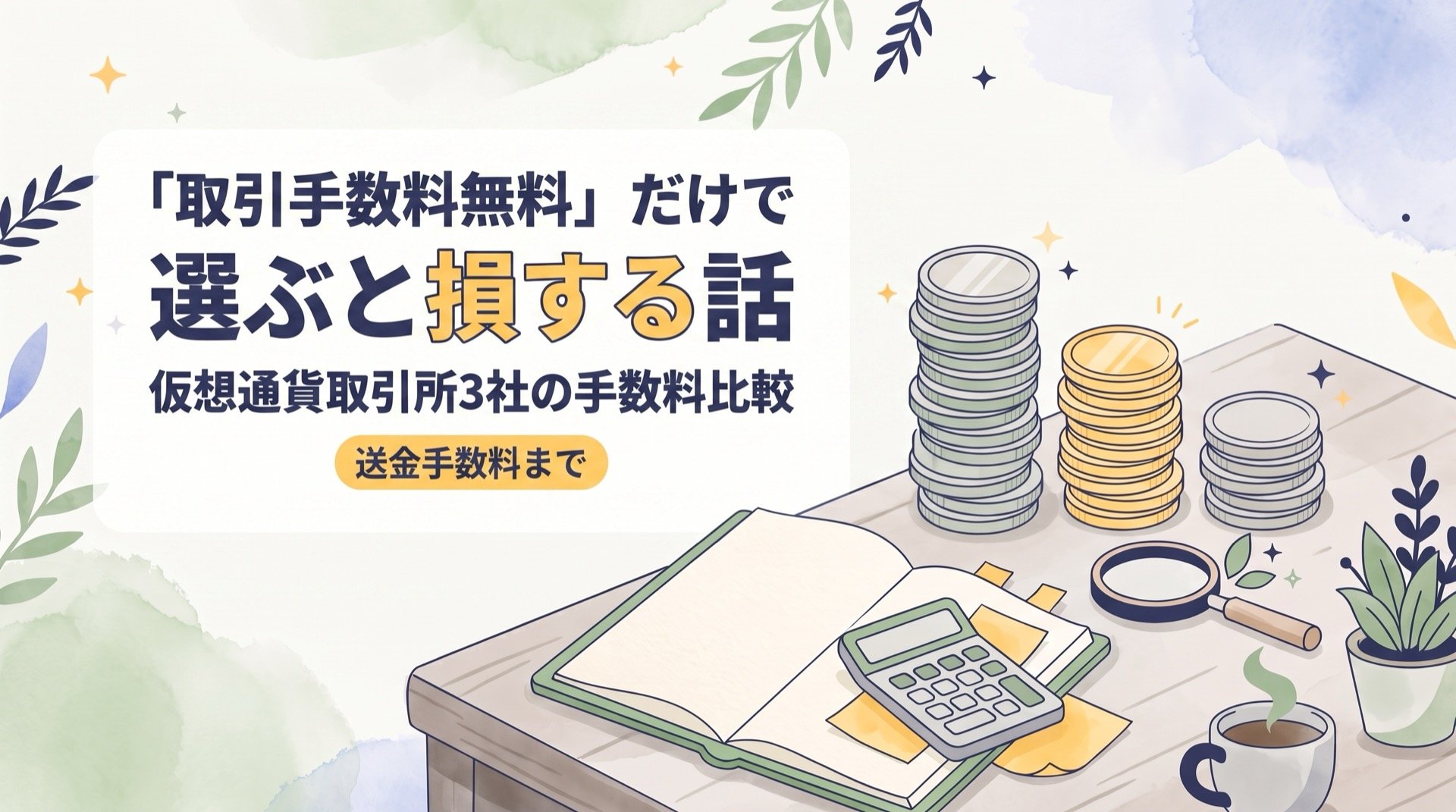 仮想通貨取引所3社の手数料比較【送金手数料まで】｜「取引手数料無料」だけで選ぶと損する話