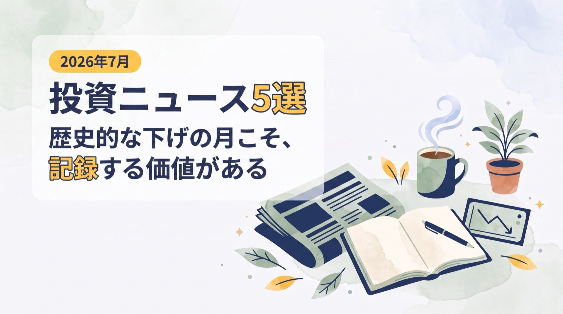 【2026年7月】資産運用に重要な経済ニュース5選｜歴史的な下げの月こそ、記録する価値がある