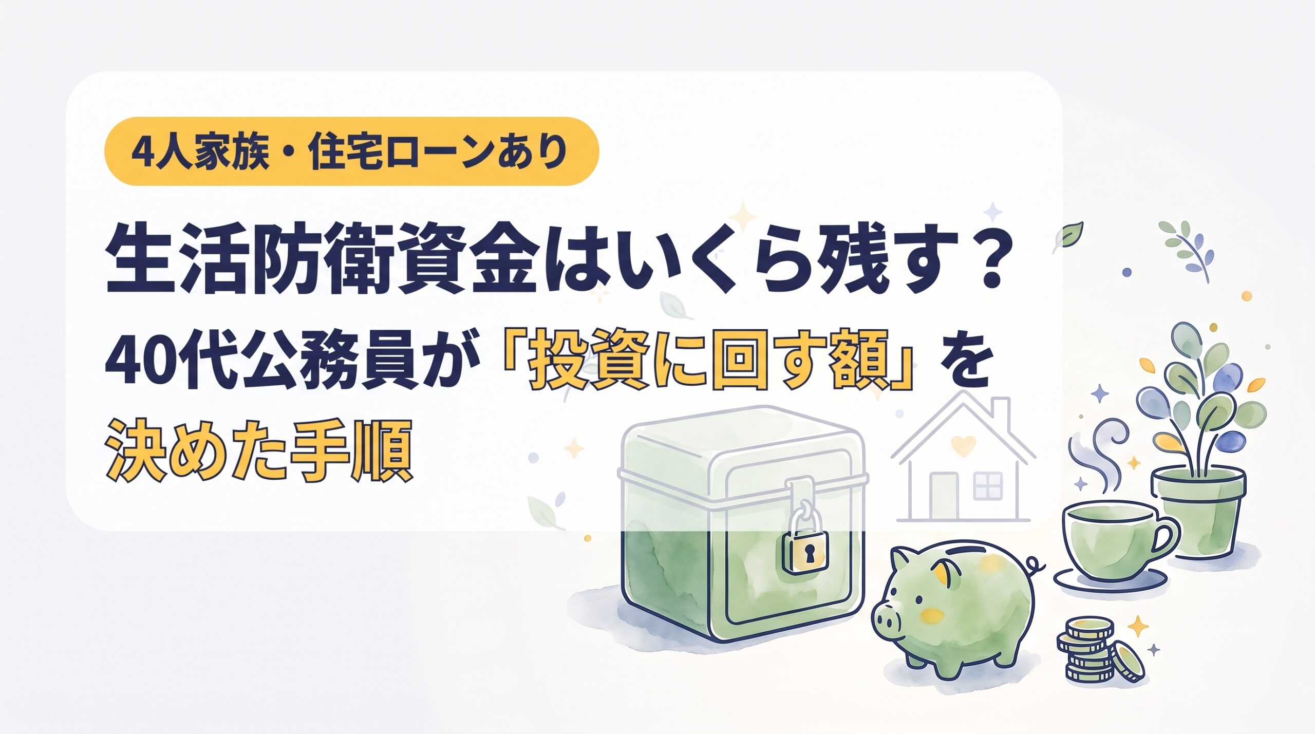 生活防衛資金はいくら残す？｜4人家族・住宅ローンありの40代公務員が「投資に回す額」を決めた手順