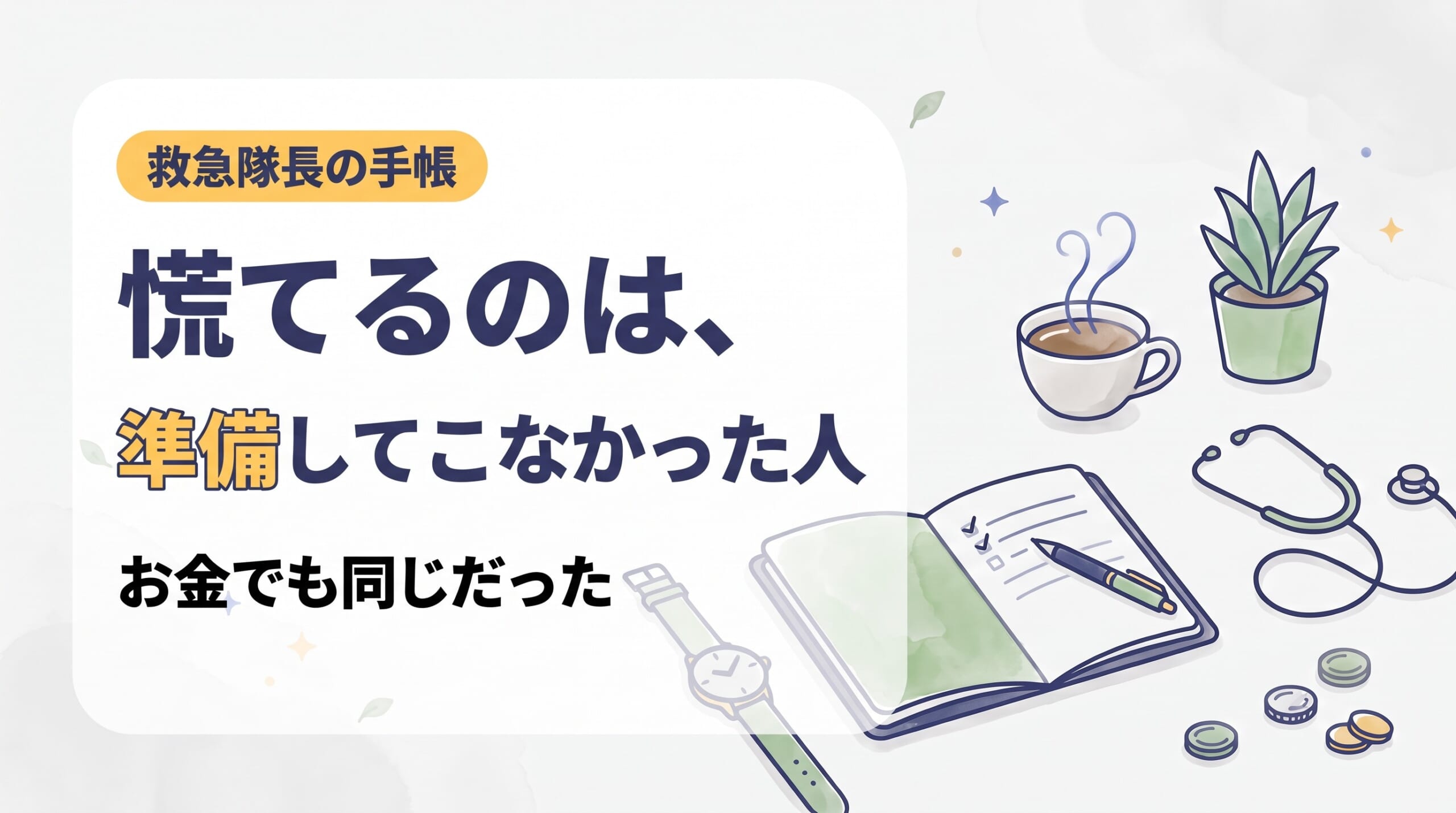 救急隊長の手帳｜慌てるのは、準備してこなかった人。お金でも同じだった